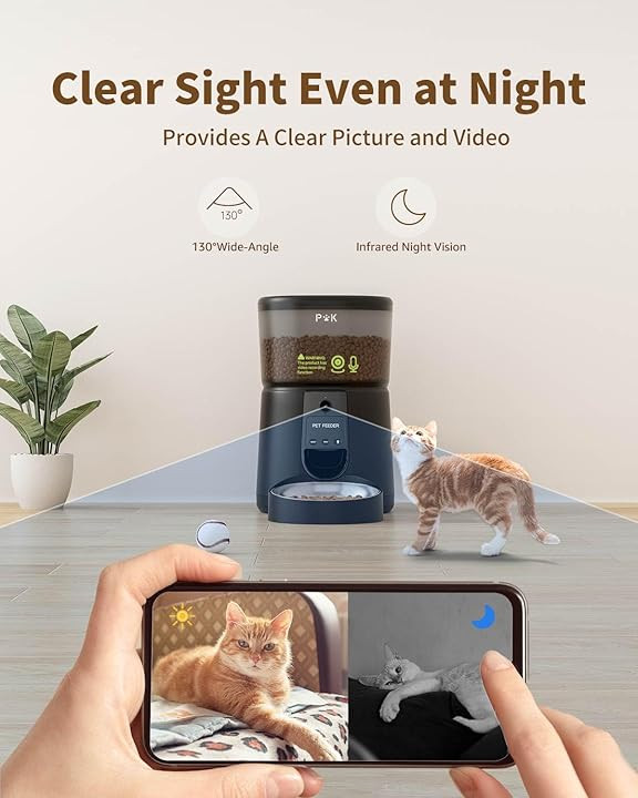 ظرف غذای هوشمند گربه و سگ (دوربین دار) برند PUPPY KITTY مدل DU35L-VT