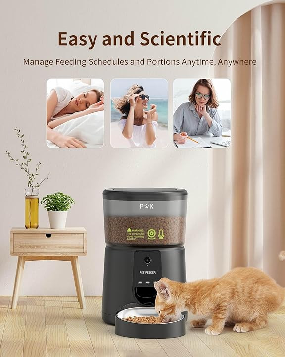 ظرف غذای هوشمند گربه و سگ (دوربین دار) برند PUPPY KITTY مدل DU35L-VT