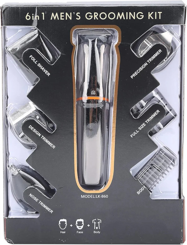 دستگاه ماشین اصلاح موی سر و صورت و بدن (شیور و تریمر ۶ کاره) برند GROOMING KIT مدل LK-860