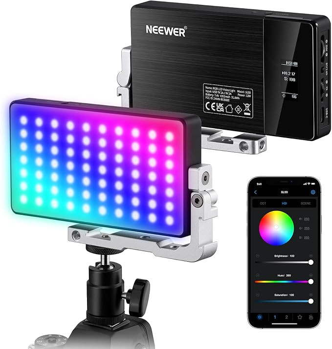ویدیو لایت نیور برند : NEEVER مدل : SL90 pro RGB LED Video Light