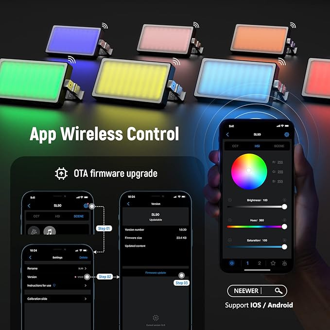 ویدیو لایت نیور برند : NEEVER مدل : SL90 pro RGB LED Video Light