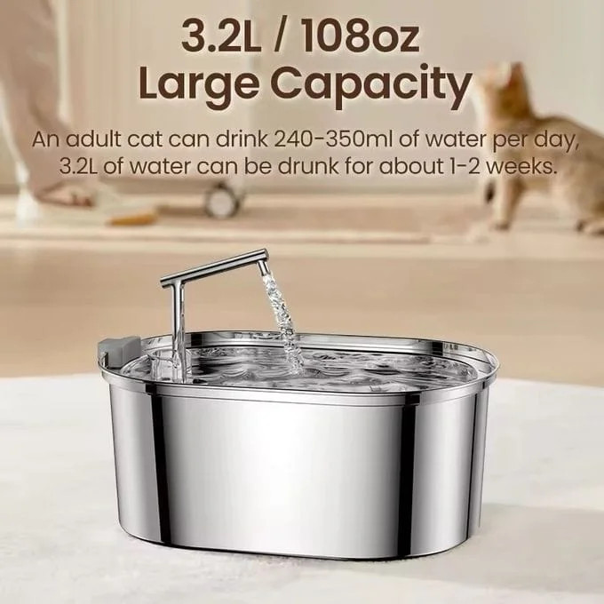 آبخوری خودکار سگ و گربه بدون آلرژی برند : ROJECO مدل : SSPF-B11 بیضی شکل sus 304 - 3.2 L 100 OZ