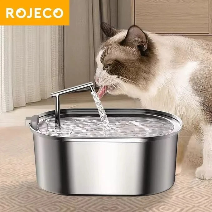 آبخوری خودکار سگ و گربه بدون آلرژی برند : ROJECO مدل : SSPF-B11 بیضی شکل sus 304 - 3.2 L 100 OZ