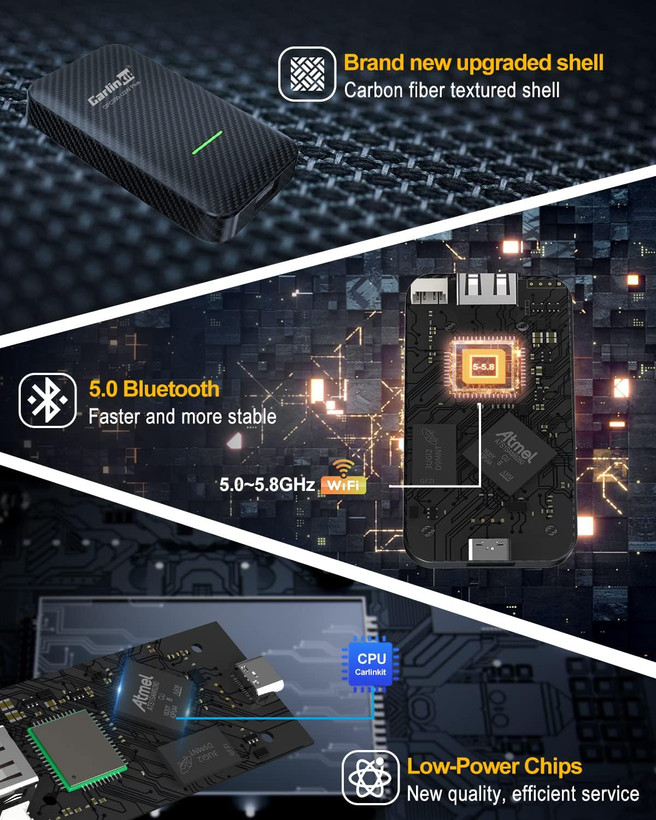 دانگل اپل کارپلی بی سیم برند : Carlinkit 3.0 مدل : CPC200-U2W PLUS