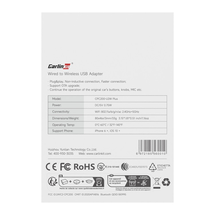 دانگل اپل کارپلی بی سیم برند : Carlinkit 3.0 مدل : CPC200-U2W PLUS