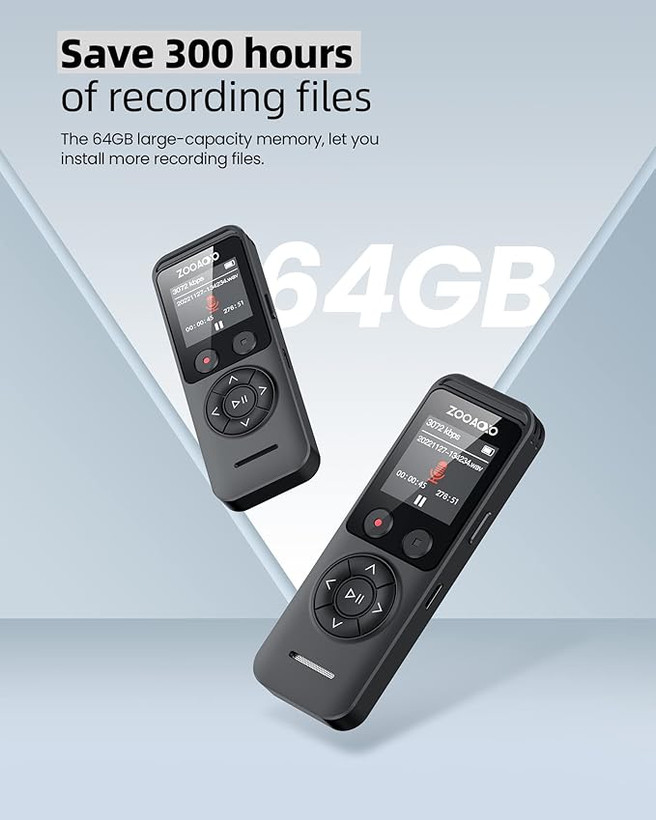 ضبط کننده دیجیتال صدا حرفه ای، ضبط صدای بلوتوث(چندمنظوره) 64GB برند : ZOOAOXO مدل : V300