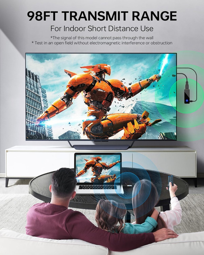 اکستندر(دانگل) فرستنده و گیرنده HDMI بی سیم، قابل حمل برند : PAKITE مدل : ۸۲۰