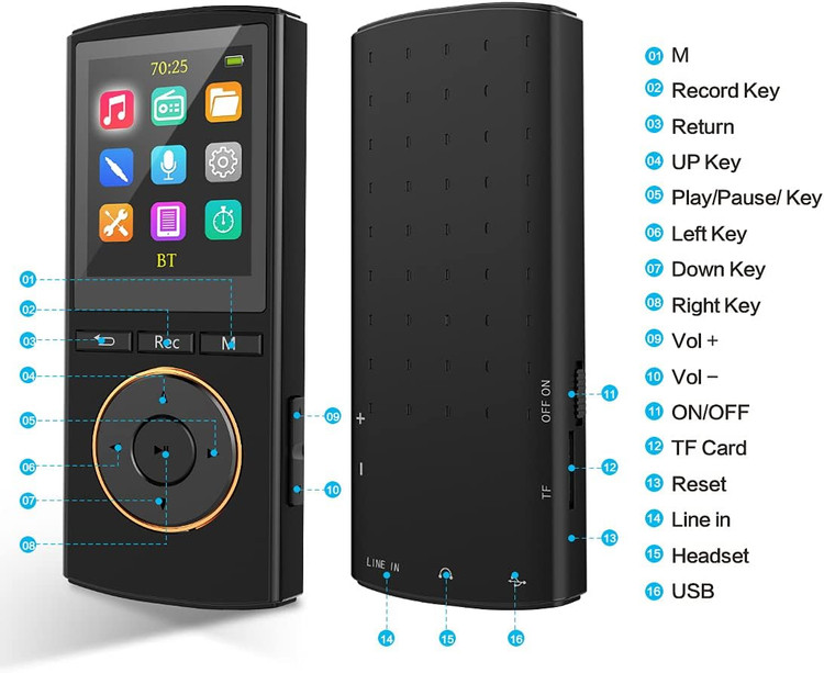 پخش کننده موسیقی چندمنظوره 32GB برند : MUSRUN مدل : Q8