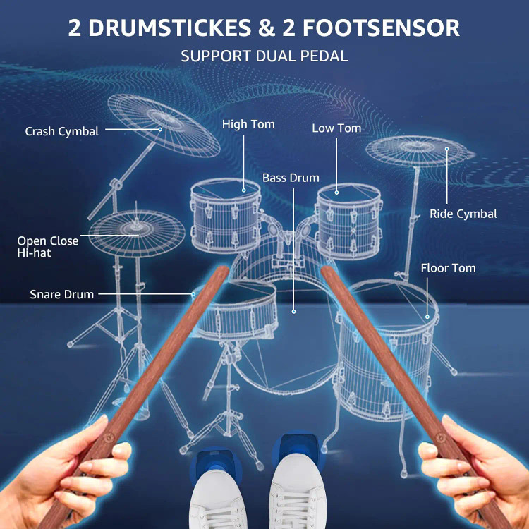 کیت درام الکترونیکی چوبی قابل حمل بی صدا برند AeroBand مدل PocketDrum2 PD2
