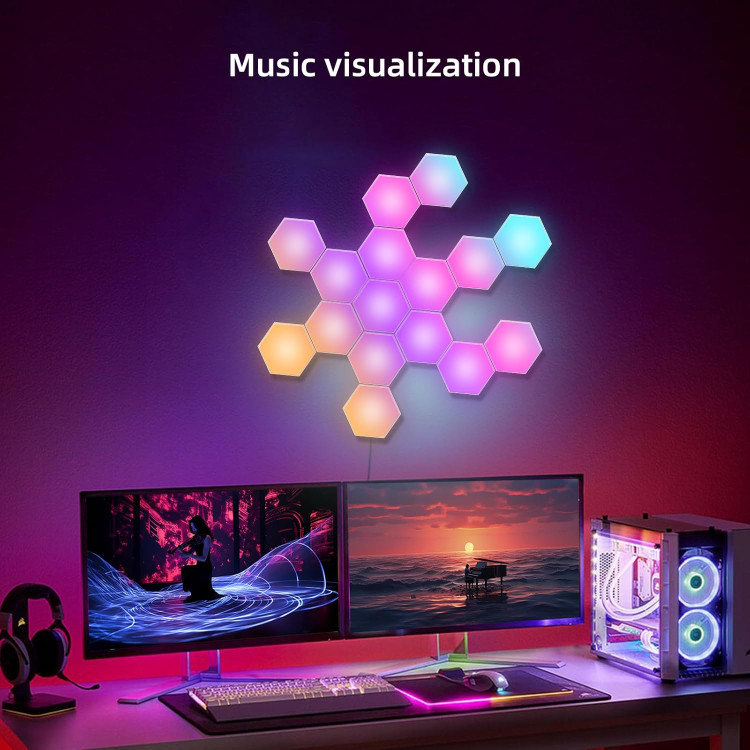 پنل LED دیواری هوشمند شش ضلعی مدل 10 تکه برند : SINO-SEAR مدل : Hexagon LED Panels