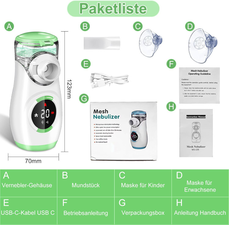 نبولایزر دیجیتال قابل حمل Mesh Nebulizer مدل YM-3R9 (سفارش آمازون اروپا)