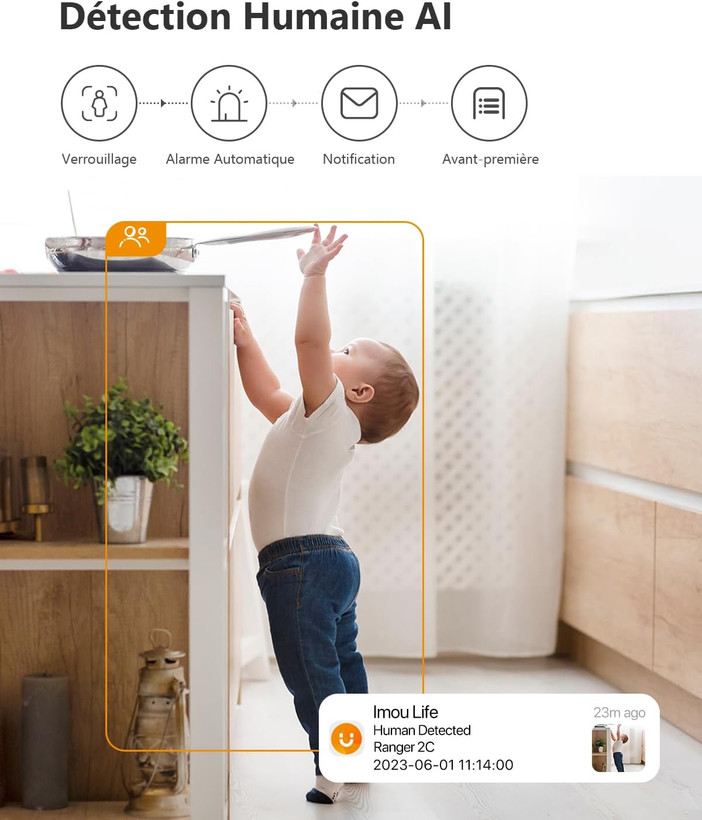 دوربین مداربسته هوشمند وای فای 360 درجه داخلی Imou Ranger 2C (3MP) 2K با قابلیت تشخیص انسان (سفارش آمازون اروپا)
