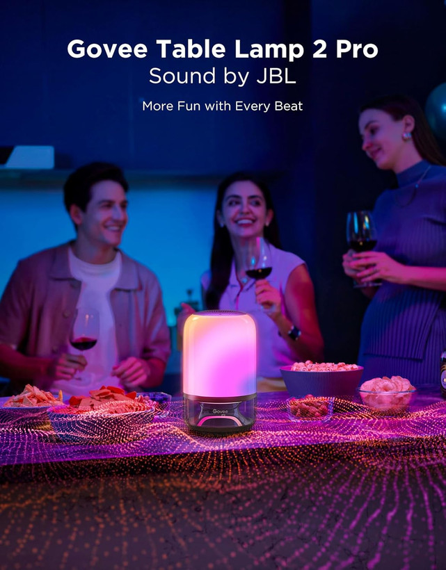 چراغ رومیزی بیسیم هوشمند گووی Govee 2 Pro x Sound با اسپیکر از JBL