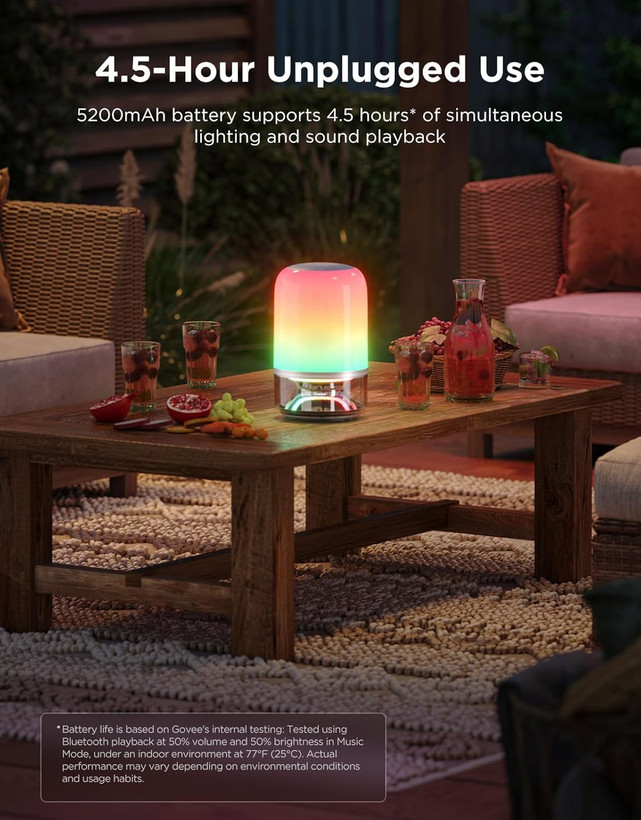 چراغ رومیزی بیسیم هوشمند گووی Govee 2 Pro x Sound با اسپیکر از JBL