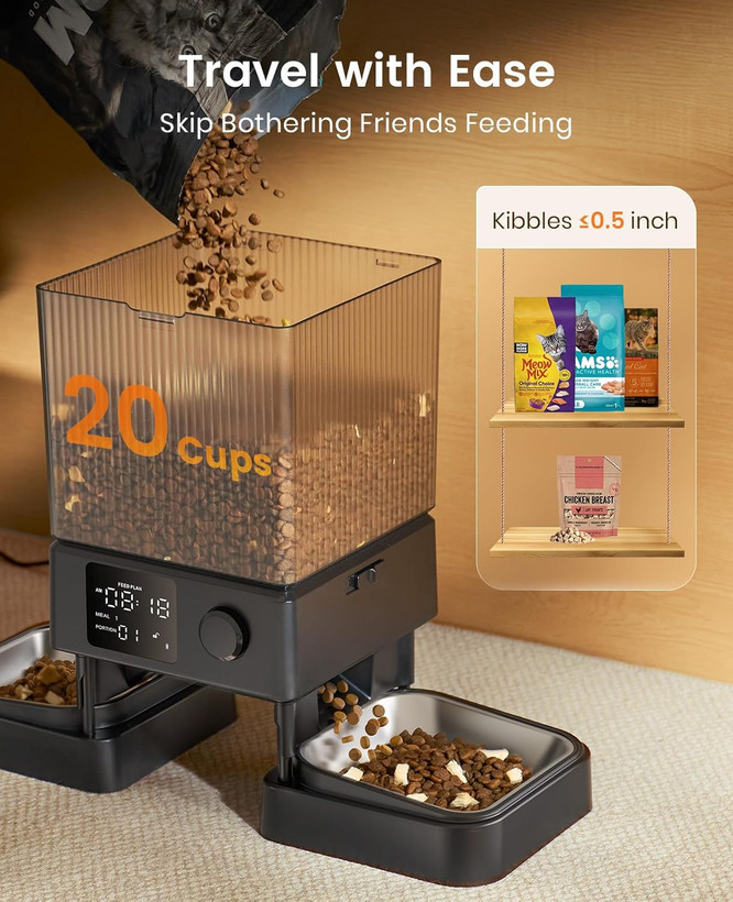 ظرف غذای اتوماتیک گربه و سگ، ۲ کاسه ۵ لیتری برند oneisall مدل PFD-002