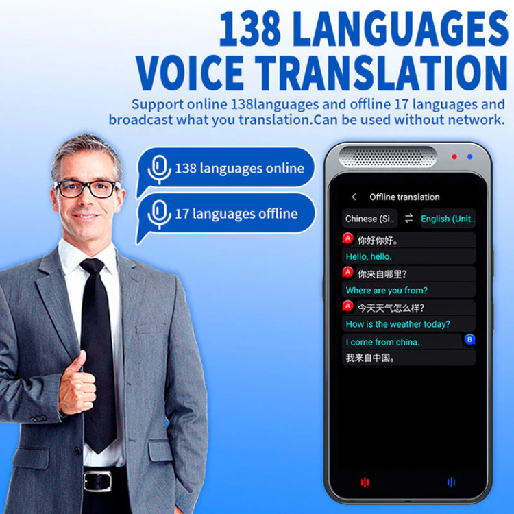 مترجم صوتی هوشمند Al مدل Z6 (قابلیت پشتیبانی از ۱۳۸ زبان)