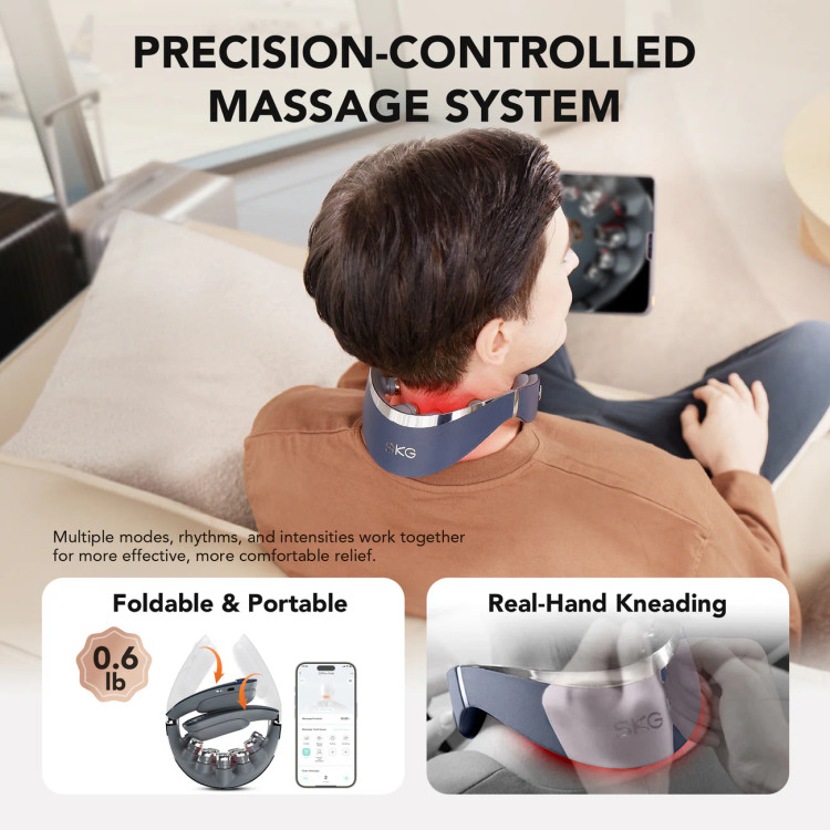 ماساژور گردن تاشو حرارتی قابل حمل اس کی جی SKG مدل G7 PRO-FOLD