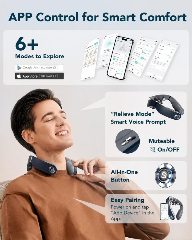 ماساژور گردن تاشو حرارتی قابل حمل اس کی جی SKG مدل G7 PRO-FOLD
