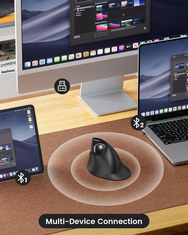 ماوس ارگونومیک عمودی بیسیم ترک بال ProtoArc EM05 NL با قابلیت کنترل با شست | قابلیت تنظیم زاویه تا 20 درجه