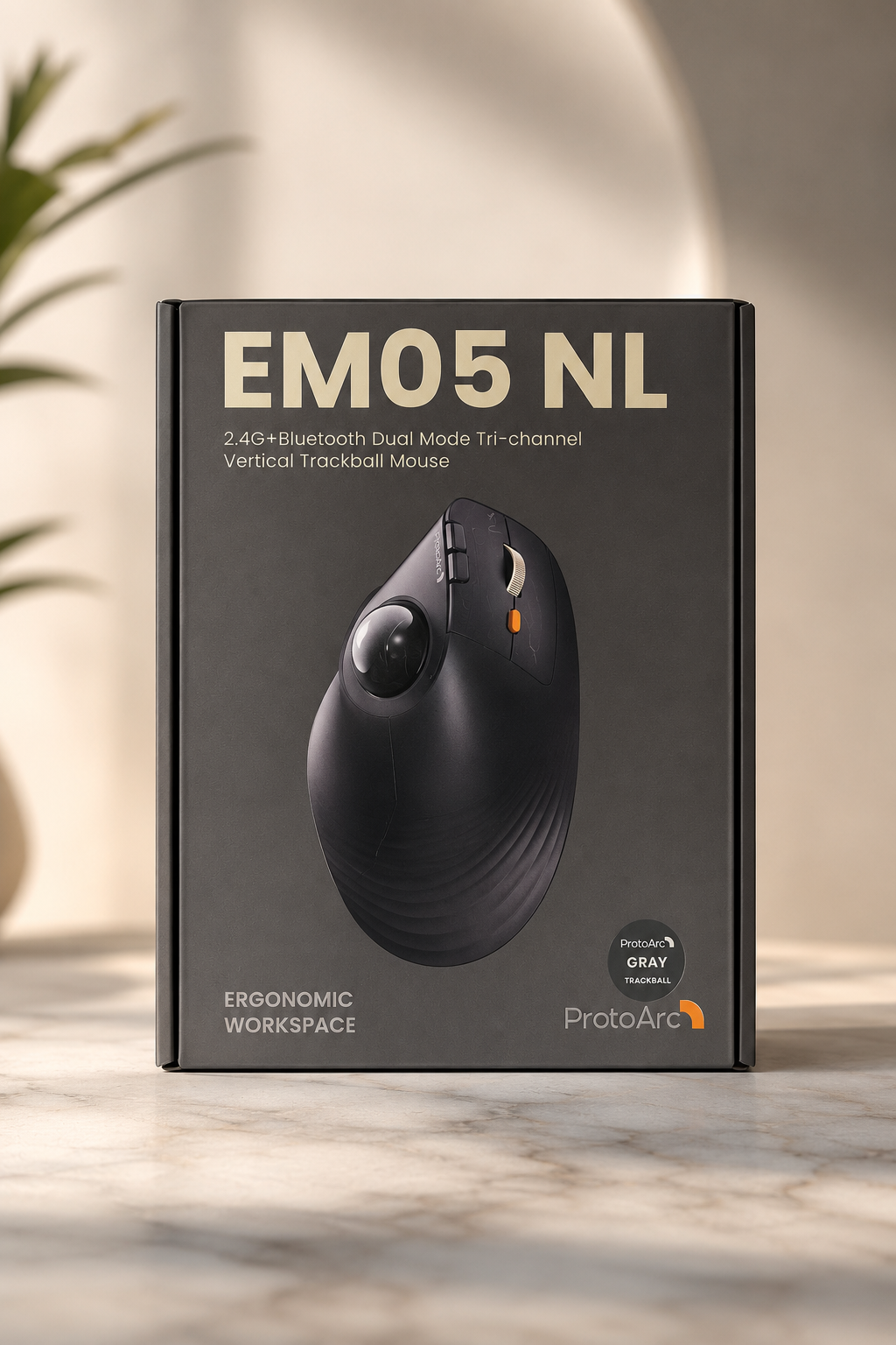 ماوس ارگونومیک عمودی بی‌سیم ترک بال ProtoArc EM05 NL با قابلیت کنترل با شست | قابلیت تنظیم زاویه تا 20 درجه