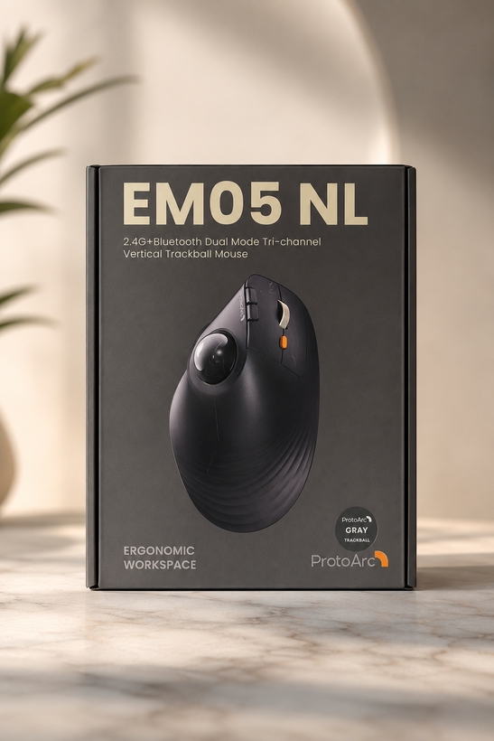 ماوس ارگونومیک عمودی بیسیم ترک بال ProtoArc EM05 NL با قابلیت کنترل با شست | قابلیت تنظیم زاویه تا 20 درجه