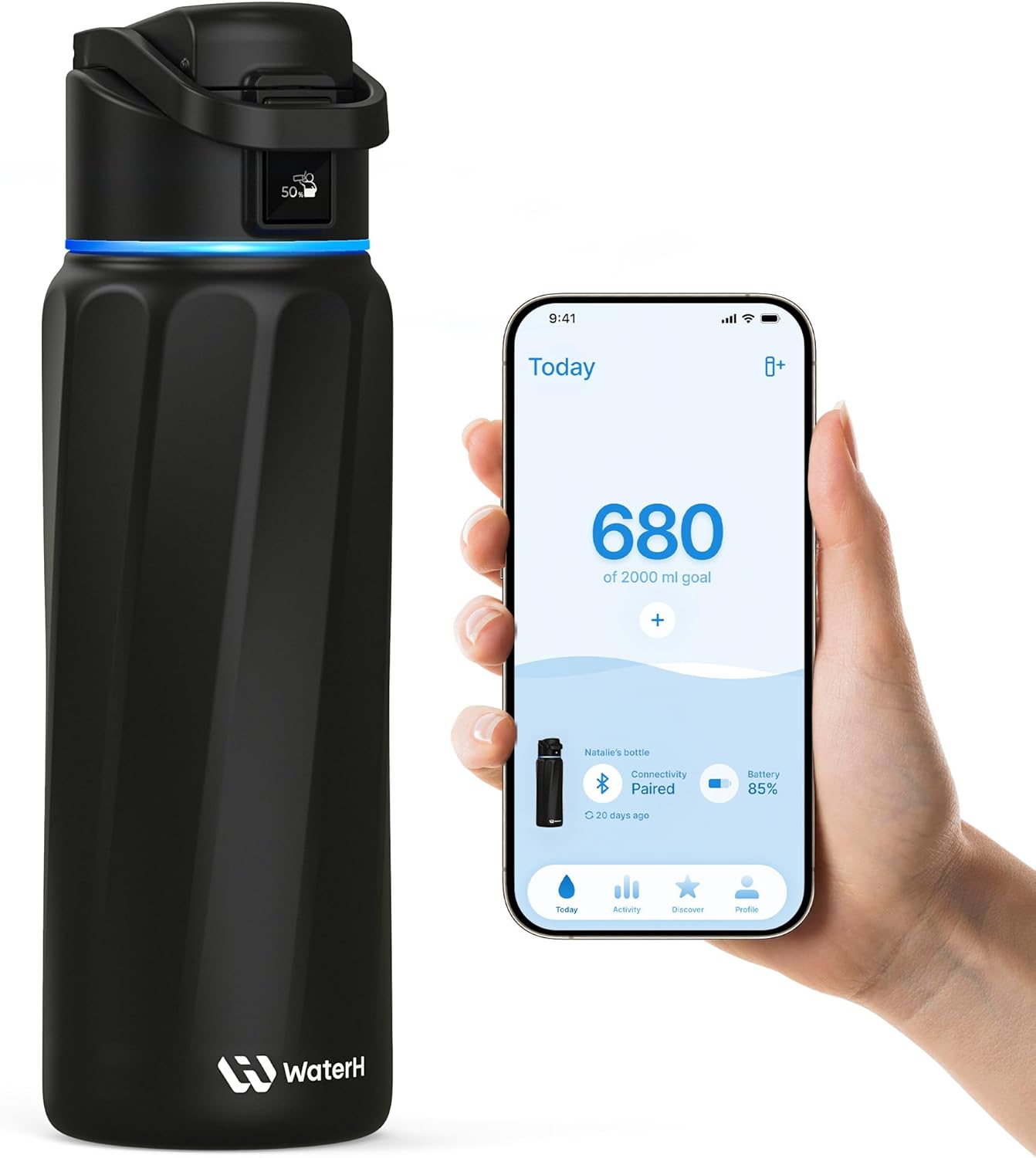 بطری هوشمند WATERH Boost 946ml | یادآور نوشیدن آب و اپلیکیشن