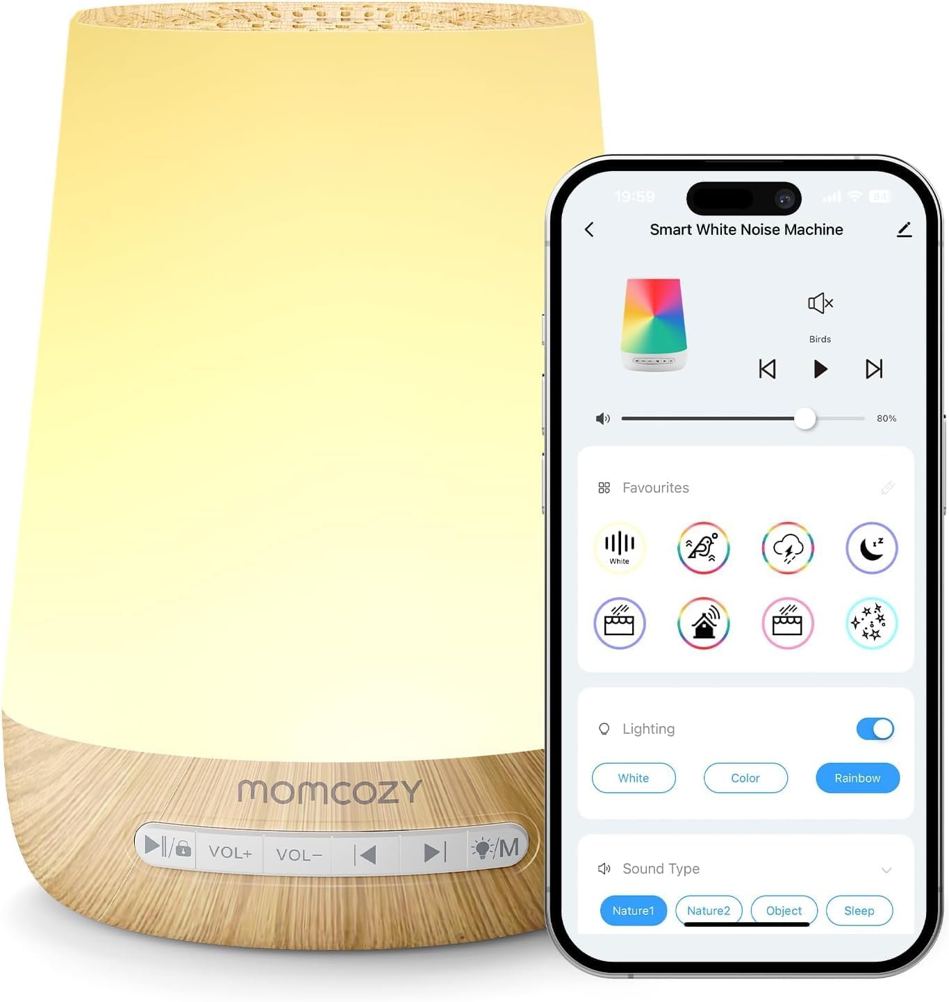 دستگاه تولید صدای نویز سفید هوشمند (خواب کودک) برند Momcozy  مدل  M21FWDB03