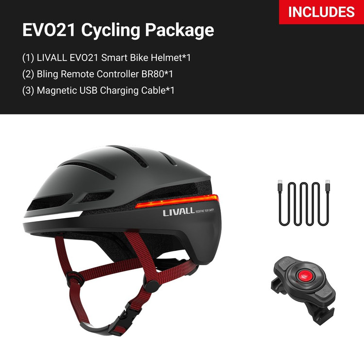 کلاه ایمنی هوشمند دوچرخه LIVALL EVO21 با چراغ (سفارش انگلیس)