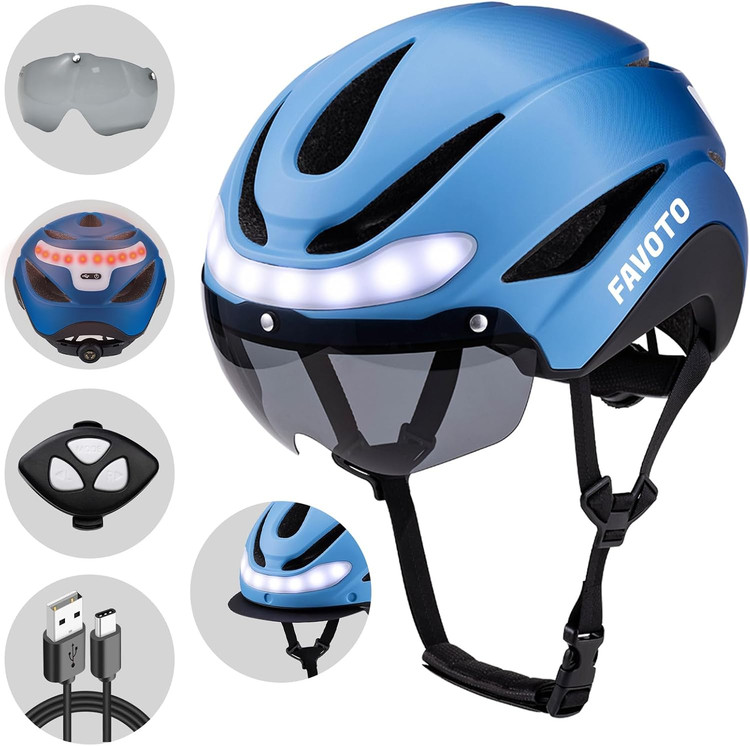 کلاه ایمنی دوچرخه دارای چراغ اضطراری برند Favoto مدل Casco Ciclismo