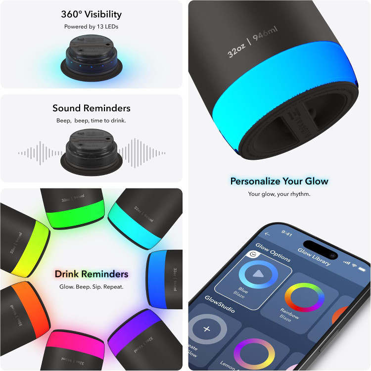 بطری هوشمند آب برند HidrateSpark مدل PRO 2 با قابلیت ردیابی دقیق (از نظر بالینی)