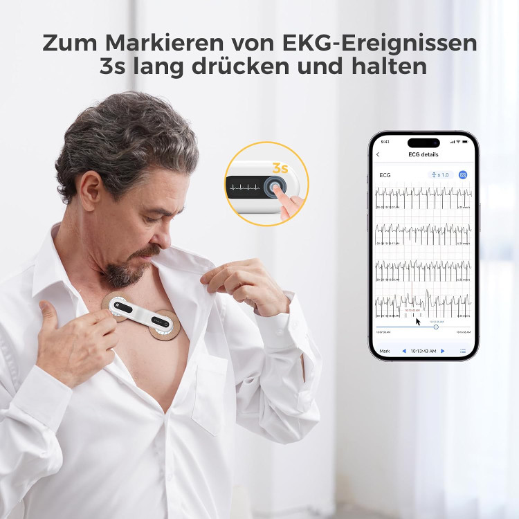 مانیتور هولتر (دستگاه نوار قلب) ECG برند CheckMe مدل ER1-LW (۷۲ ساعته)