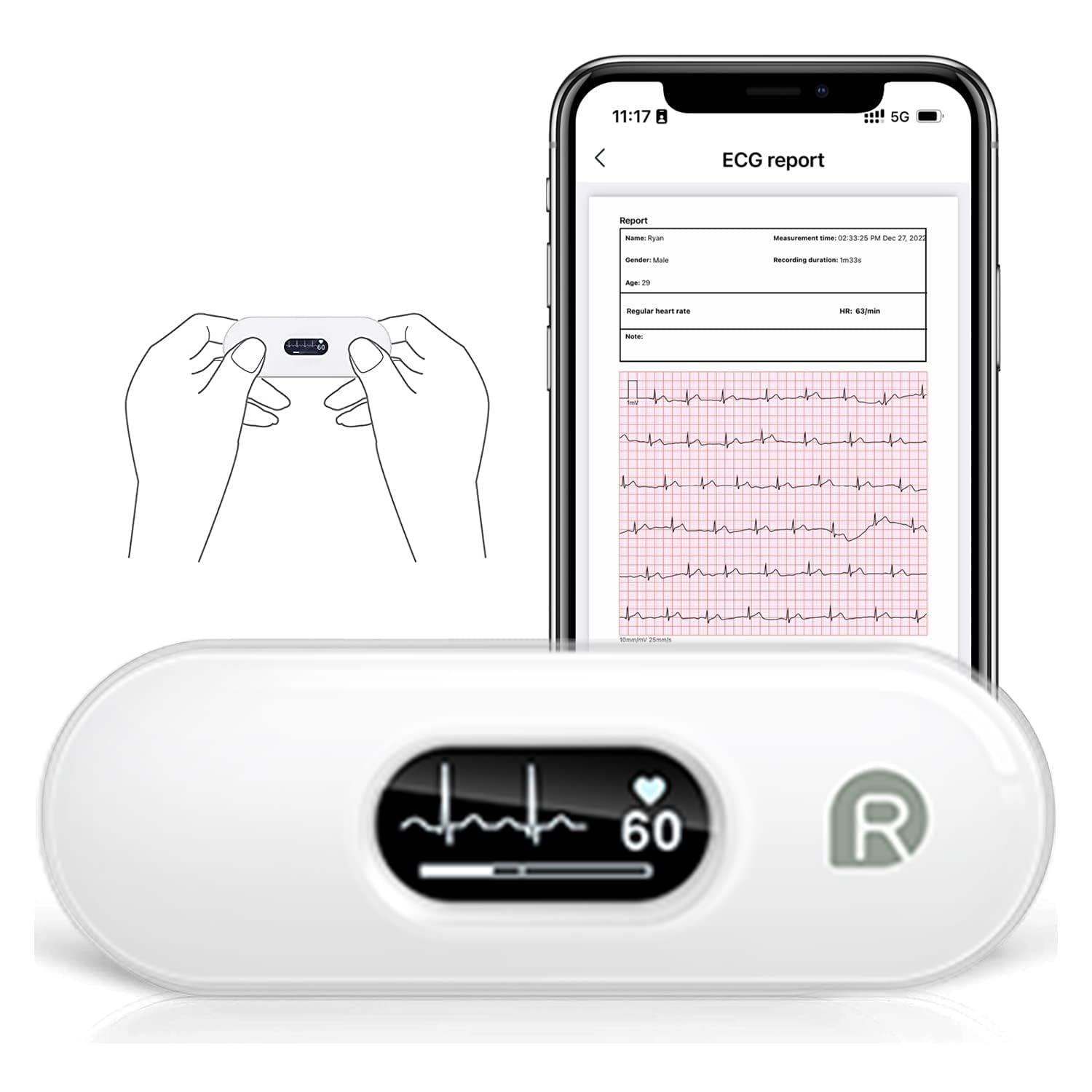 مانیتور نوار قلب (ECG) برند CheckMe مدل DuoEK-S ER2-S  (قابل‌حمل)